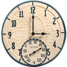 Green Wall Clocks Springfield 91501T The Sea Poly with Thermometer Wall Clock 14"