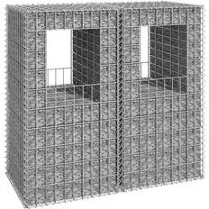 vidaXL Gabion Basket Posts 2 Iron Silver