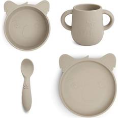 Grijs Baby servies Nuuroo Lykke silicone dinner set 4-pack Cobblestone