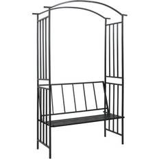 Natural Trellises vidaXL Garden Arch with Bench Iron Black