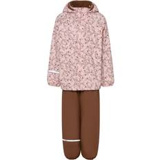 CeLaVi Rainwear w. Suspenders/Fleece - Peach Whip w. Flowers