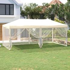 vidaXL Carpa Para Fiestas Plegable Con Paredes Crema 3 x 6 m