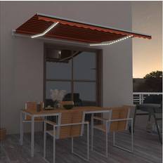 vidaXL Manual Retractable Awning with led Orange