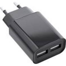 230V USB oplader 2 x USB-A 2.1A/10.5W Sort