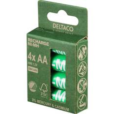 Aa batteri hr6 Deltaco Laddningsbara AA-batterier 2500 mAh (LR6) 4-pack