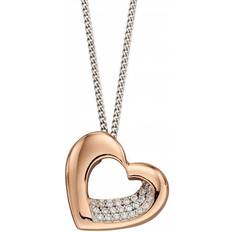 Fiorelli Organic Heart Rose Plated Cubic Zirconia Pendant P4894C