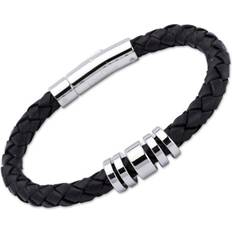 Unique Stainless Steel Ring 21cm Leather Bracelet A65BL