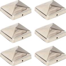 vidaXL Bouchons de Poteau de Clôture Pyramidaux 6 pcs Inox 71x71 mm