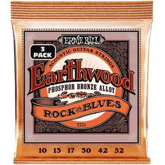 Ernie Ball Earthwood Rock and Blues w/ Plain G Phosphor Acoustic Strings 3 Pack