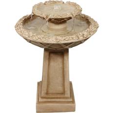 Sunnydaze Decor 28 in. Beveled Flower Birdbath Water Fountain