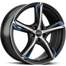 19 inch - 5/108 Autovelgen Ronal R62 Blue Mat Zwart Gepolijst