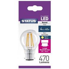 Status Filament LED Round BC Warm White Light Bulb 4/40w