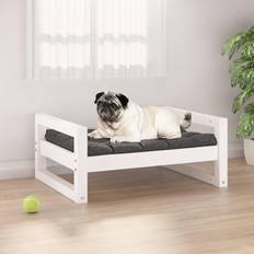 vidaXL Lit Pour Chien Blanc 65.5x50.5x28 cm - Bois De Pin Solide