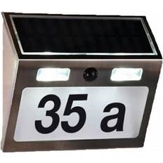 HI Numéro de Maison éclairé Solaire À LED Argenté Plaque de Porte Lumineuse