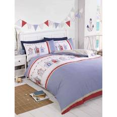 Rapport Seaside Beach Hut Nautical Double Duvet Cover Blue