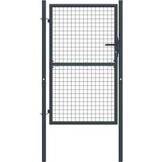 vidaXL Puerta De Malla De Jardín De Acero Galvanizado Gris 100x250 cm