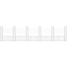 vidaXL Cesta De Gaviones Forma De U 6 Postes De Hierro 620x20x150 cm