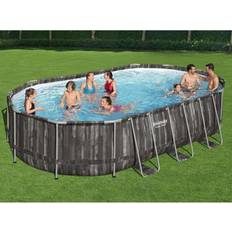 Bestway 122 steel Bestway Piscine tubulaire ovale 610 x 366 x 122 cm 20 241 L motif bois Power Steel 5611R