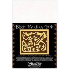 Black Paper Black Ink 9-Inch by 12-Inch Unbleached Mulberry Block Printing Paper, 25-Pack