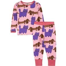 Småfolk Printed Pyjamas - Cat & Dog/Sea Pink