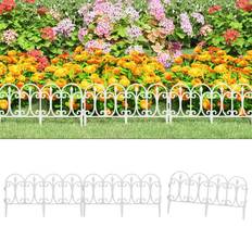 vidaXL white 17x Lawn Edgings White Edge Border Fence