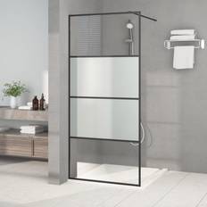 Pareti Doccia vidaXL Parete Doccia Walk In Nera 90x195 cm Vetro Semi Smerigliato ESG - Nero