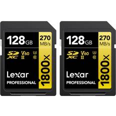 Professional SDXC Class 10 UHS-II U3 V60 270/180MB/s 128GB (1800x) (2-Pack)