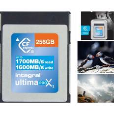 Cfexpress typ b 256gb Integral 256 GB CFexpress minneskort typ B 2.0 1700 MB/s läshastighet 1600 MB/s skrivhastighet designad för din professionella DSLR och videokameror