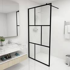 vidaXL Parete Per Doccia Walk-in In Vetro Temperato Nera 100x195 cm - Nero