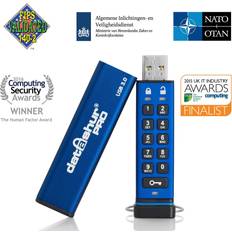 Lösenordsskyddad usb minne iStorage datAshur PRO 128 GB säker flash-enhet FIPS 140-2 nivå 3 certifierad – lösenordsskyddad, damm/vattentålig. IS-FL-DA3-256-128