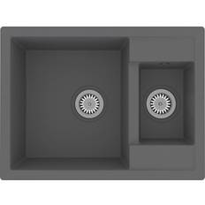 Grey Kitchen Sinks vidaXL Kitchen Sink with Overflow Hole Double