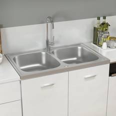 vidaXL diskhoar silver 800x500x155 rostfritt stål - Silver