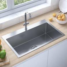 vidaXL Kitchen Sink Stainless Steel 27.6 x 17.3 x 7.9 in