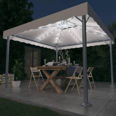 vidaXL Gazebo with LED String Lights 300x300 Cream