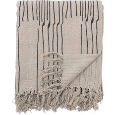 Bloomingville Celly Plaid Tæppe Hvid, Sort, Blå, Naturfarvet