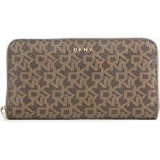 DKNY women's large brown printed wallet with zip, Brown.