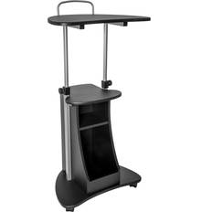Laptop Stands Techni Mobili Sit-to-Stand Rolling Adjustable Height Laptop Cart with Storage Graphite