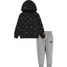 Ropa de niños Nike Infant Boys AOP Club Seasonal Overhead Hoody and Jogger Set Black, Black