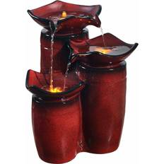 Red Fountains Teamson Home Outdoor 3-Tier Glazed Pot Fountain