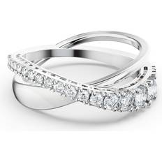 Swarovski Rings Swarovski Silver-Tone Crystal Twist Double-Row Ring