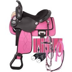 Pink Horse Saddles Tough-1 Youth Trail Saddle5 Piece Package 13inch - Pink