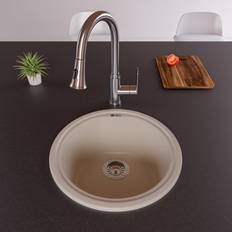 Composite kitchen sink ALFI brand Granite 17-inch Drop-in Round Composite Kitchen Prep Sink