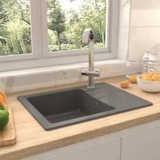 vidaXL Kitchen Sink with Overflow Hole Oval Drainer Waste Kit