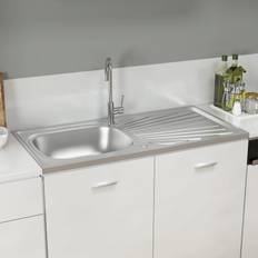 Diskho med avrinningsyta vidaXL silver 10005600x155 rostfritt st - Silver