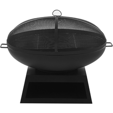 Udendørs bålfad Beliani Udendørs Fire Pit Black Steel Base Garden BBQ
