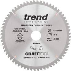 Trend CSB/AP21564 CraftPro Saw Blade aluminium & plastic 215mmx64 thx30mm