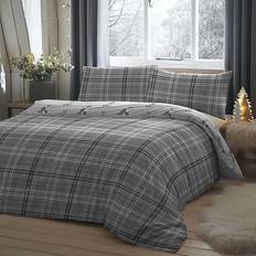 & Drapes Lodge Derwent Check Cover Set Duvet Cover Grey