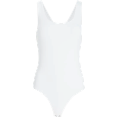 Express Body Contour High Compression Scoop Neck Bodysuit - White