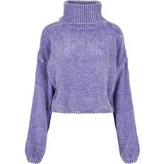 Dame - Lilla - Polotrøjer Sweatere Urban Classics Ladies Ladies Short Chenille Turtleneck Sweater lavender