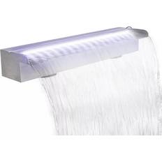 Acero Fuentes y Estanques de Jardín vidaXL Fuente Cascada Rectangular LED Para Piscina Acero Inoxidable 60 cm